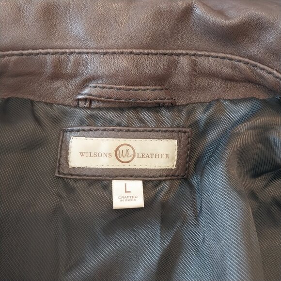 Vintage Wilsons Authentic Leather Jacket Womens Medium / Large Brown Button Up - Picture 8 of 13